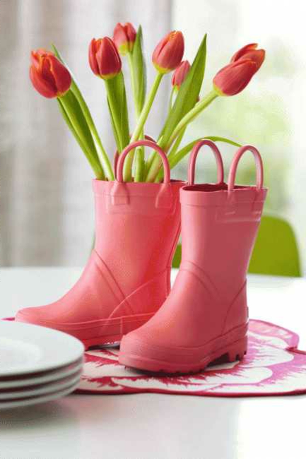 फूलों-ट्यूलिप-जूते लाल tischdeko-लहजे-setztend