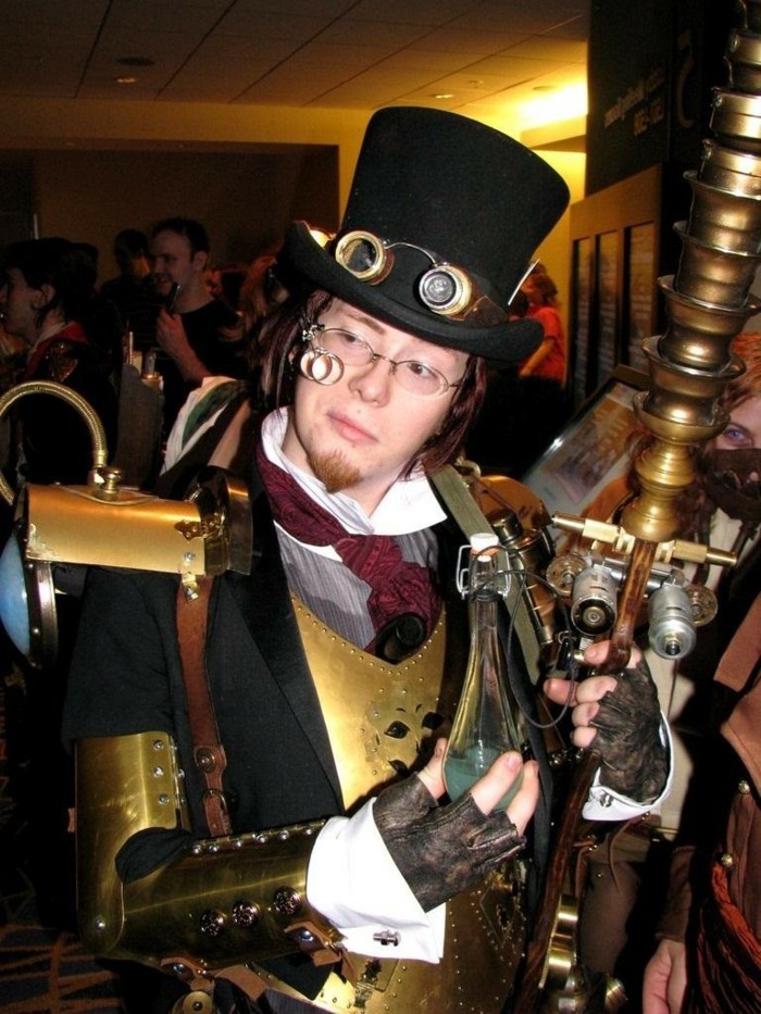 steampunk-szemüveg-és steampunk-kalap-piros-tie