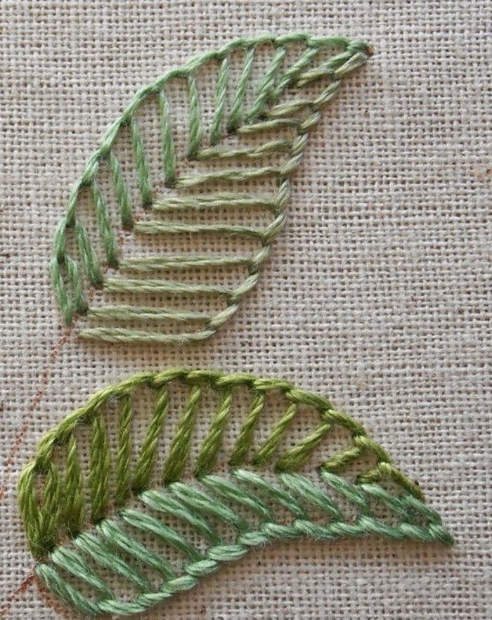 bordar-aprender-dos hojas verdes
