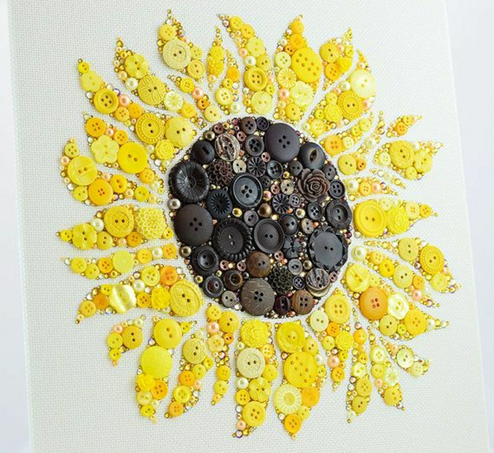 стилна декорация стена декорация Слънчоглед самата грим жълто-кафяви копчета-оригинална идея