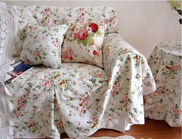 tissu-avec-rose-motif-couvre-pour-fauteuil-et-jeter-oreiller-look vintage