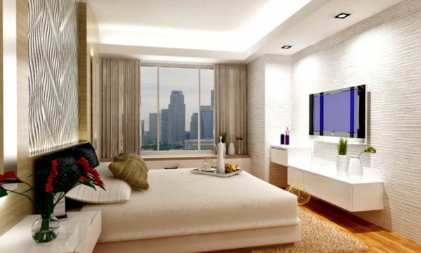 superbe appartement-intérieur-designs chambre-bois-de-chaussée dirigé par la télévision