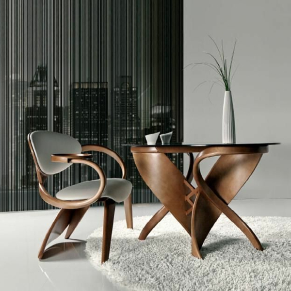 super-moderne table de bois-salon