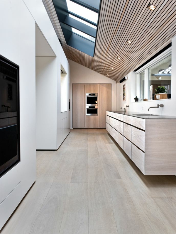 super-moderno diseño-en-la-cocina-salón-Ideas para el hogar-interior-con-piso de madera