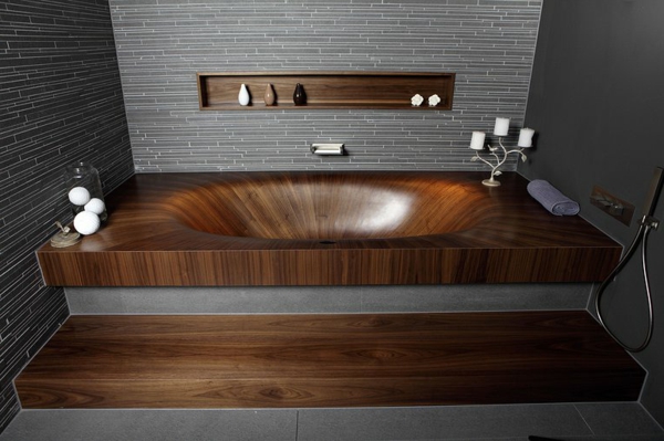 super hermosa-madera-tina en el baño