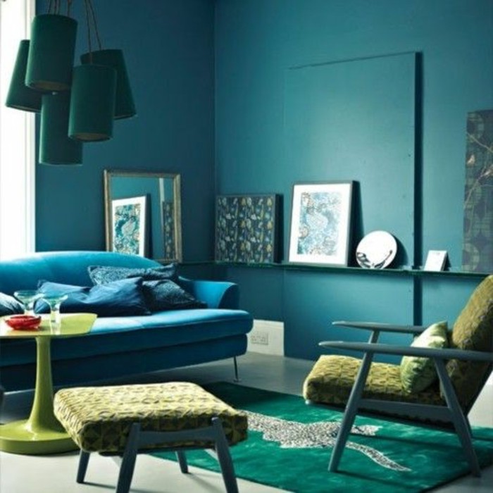 超漂亮的模型 - 客厅 - 蓝 - 沙发绿色大便
