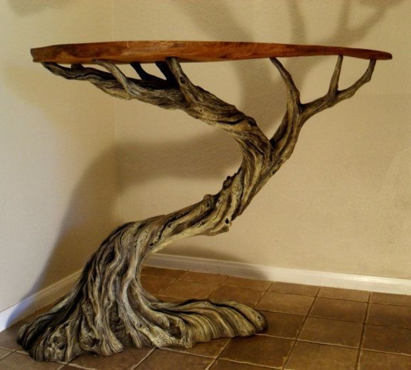 prekrasan stol-drvo-art dnevni ideja-dekoracija