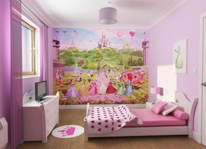 papier peint pour-fille-design très-grand-rose image sur le mur