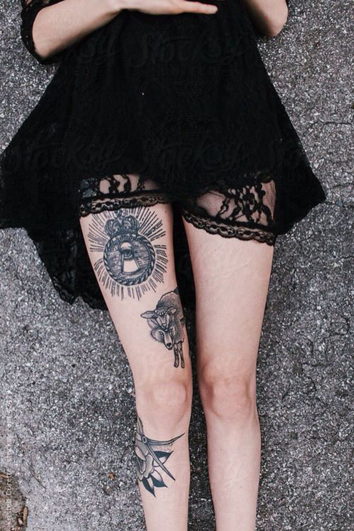 Tatuajes en el muslo, tatuajes en las piernas, motivos de tatuajes para mujeres