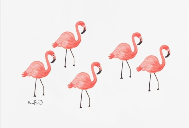 tatuointi kuvio värikäs flamingot ovat valmiita maata niiden ruumiin värikäs tatuoinnit keinotekoinen
