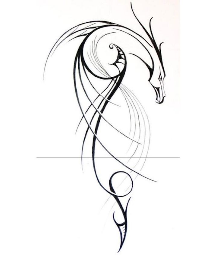 ציור גיאומטרי עם קווים רבים וצורות סגלגל, דרקון