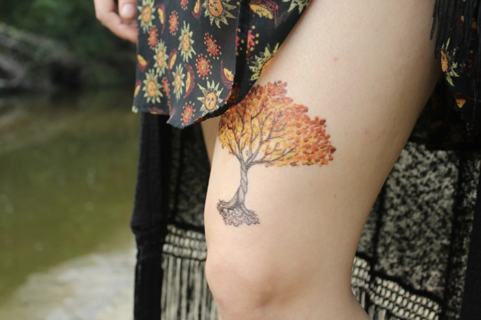 ylimääräiset tatuoinnit jalka värikäs idea deco väliaikainen reite mekko