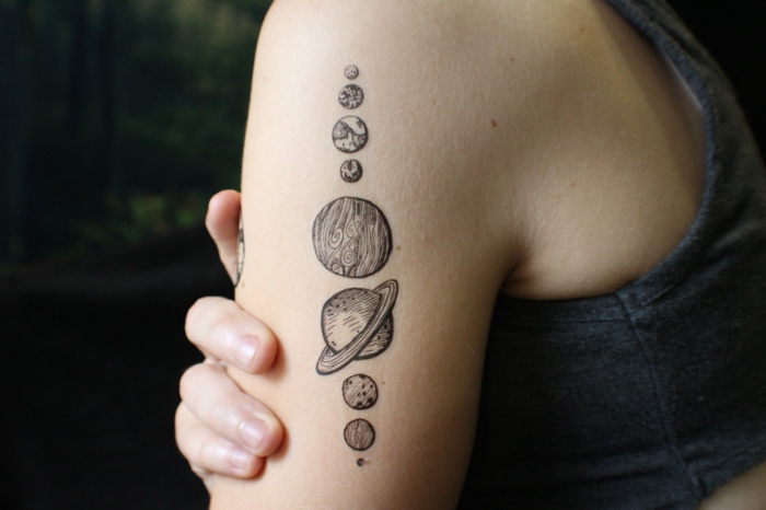 tatuointi malleja miehet aurinko venus maa mars planeetta käsivarteen koristella maali piirustus tatuointi