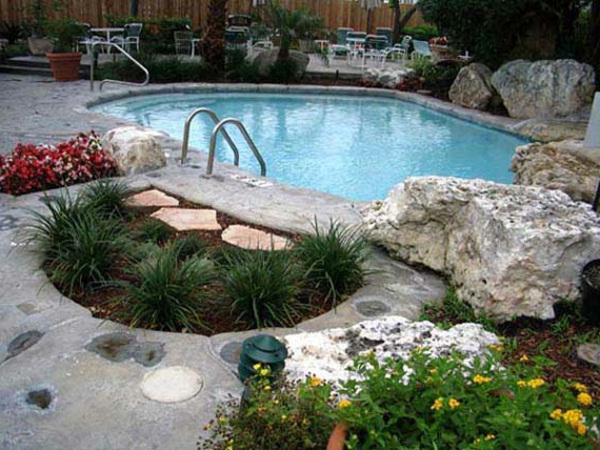 حديقة جميلة فكرة تصميم حوض السباحة