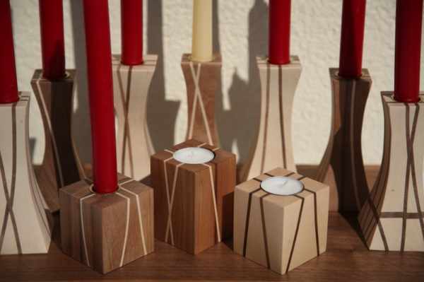 लकड़ी घन-आंतरिक साजसज्जा से कैंडलस्टिक के लिए महान विचार