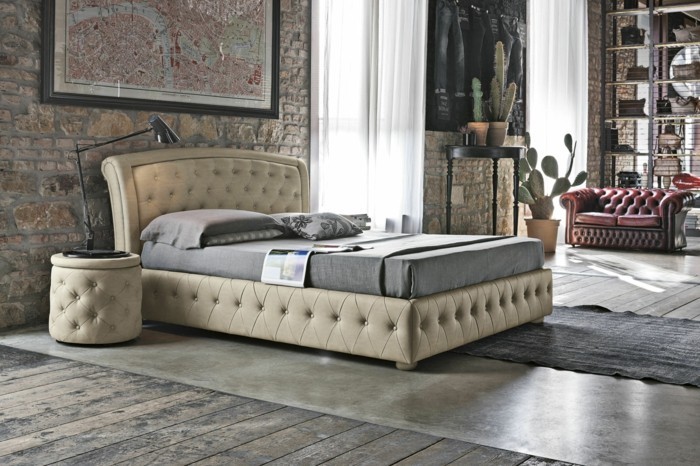 gran-diseño-el-dormitorio-tapizados cama con camas cuadro