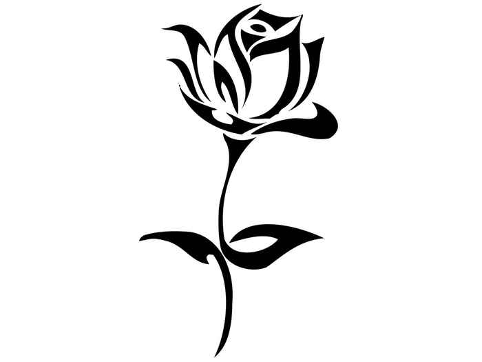 एक काले रंग के पत्तों के साथ गुलाब का टैटू गुलाब के लिए एक और विचार - गुलाब टैटू टेम्पलेट