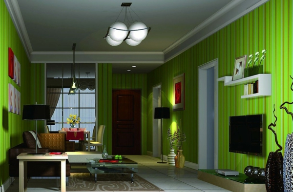 Sala tonos de color de pared verde - grande