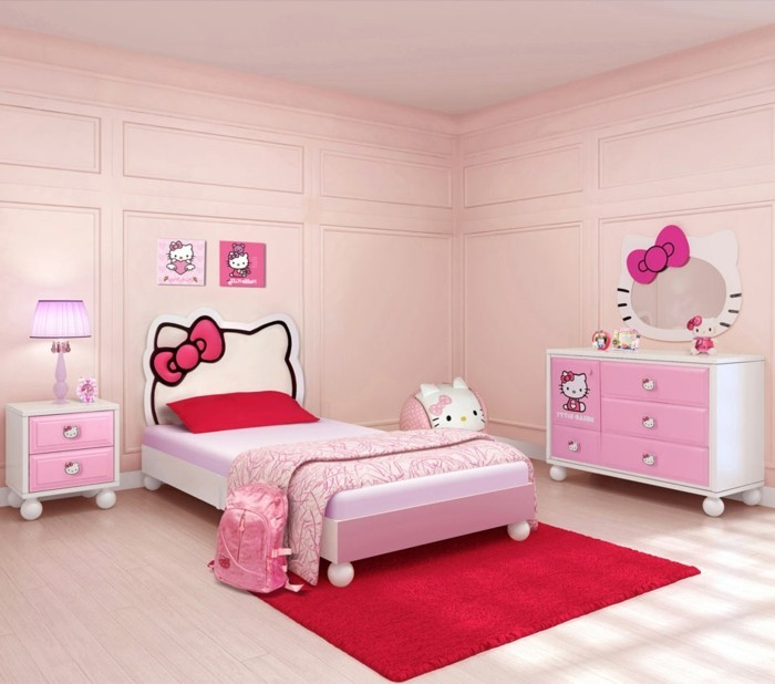 μεγάλο δωμάτιο-για-κορίτσι-κόκκινο-χαλί-και-ροζ τοίχους
