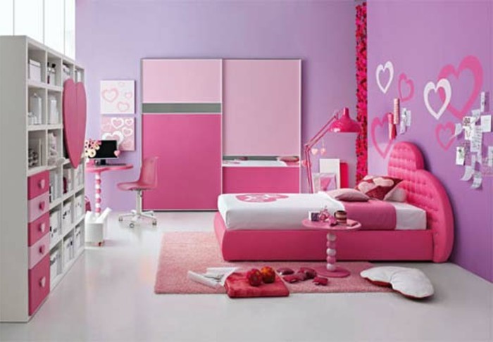 grande salle-de-fille-super-belle-rose-lits modèle