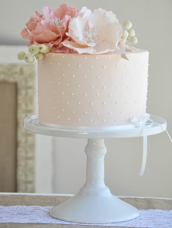 tartes à-simple baptême rose-fleurs-baptise lieux-baptisera-Gâteau