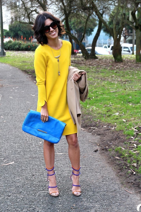 时髦的黄色礼服，时尚的设计，现代的衣服，夏装