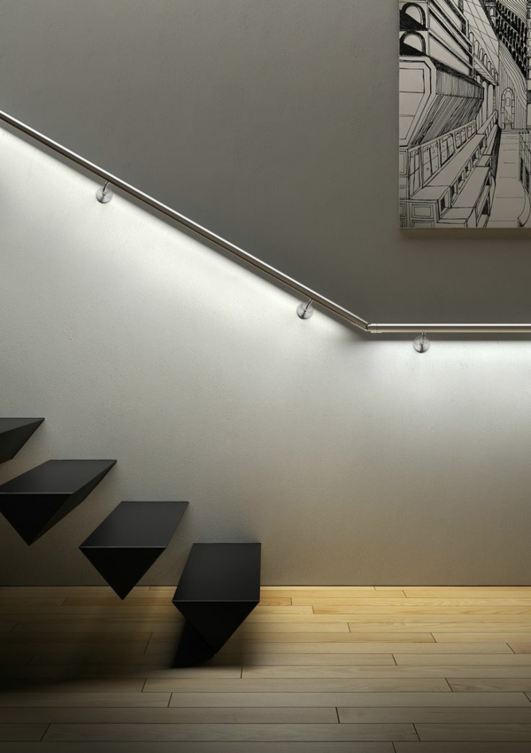सीढ़ी प्रकाश-आकर्षक दीवार डिजाइन के साथ एक चित्र