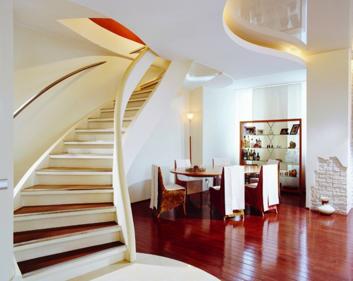 Ruokapöydän huonekalut portaiden alta, korkea valaisin, LED-valaistus portaikko suunnittelu
