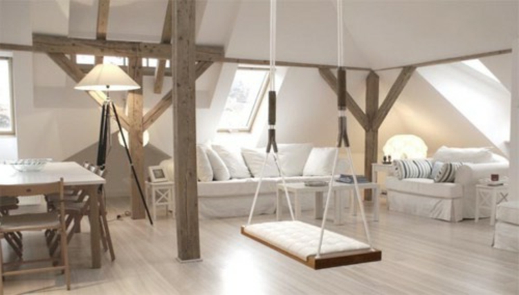 هزاز-غرفة معيشة أبيض الخشب وأنيق، أنيقة الحداثة
