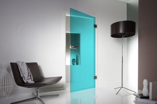 अति आधुनिक और प्रभावी ग्लास दरवाजा-इन-नीले आंतरिक दरवाजे डिजाइन