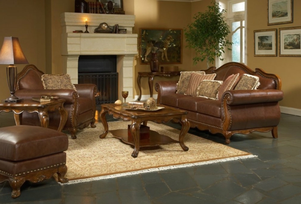 exemples de meubles de salon ultramodernes-couleur brune pour les meubles en cuir