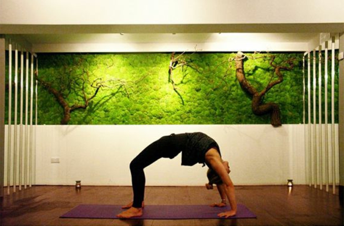 una imagen de musgo para más frescura en el estudio de yoga