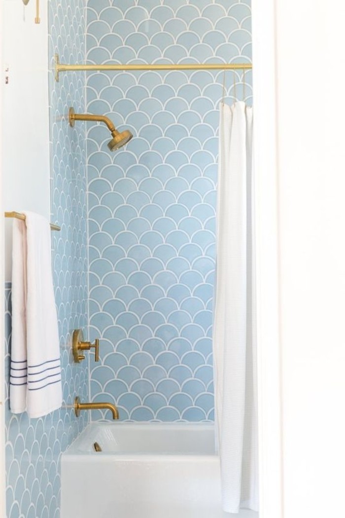 szüret fürdőszoba tervezés Elegáns kék csempe