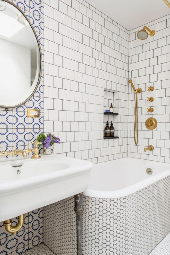 vintage-käyttö kylpyhuoneen suunnittelun kylpyhuoneen laatat-with-ornaments-