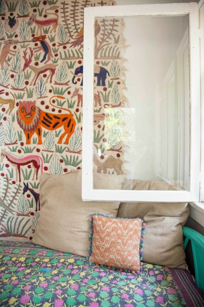 غرفة نوم وحدة خمر عناصر خاص-خلفية-غابة بوهو الحيوانات زخارف
