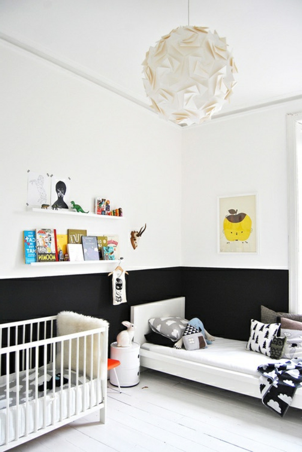与白色的墙壁设计 - 原始的装饰元素的孩子房间