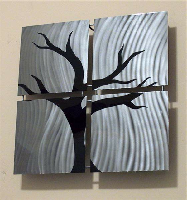 wanddeko出金属 - 图像上带有一个树