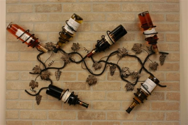 Wanddeko-de-métal de bouteilles de vin