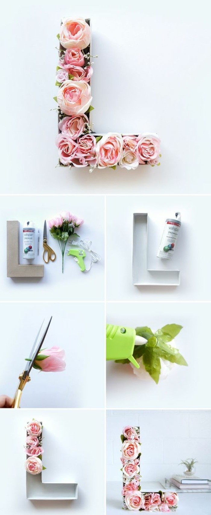 wanddeko-itse-making fruhlingsdeko-Tinker-kirjain-to-koristella-ruusut
