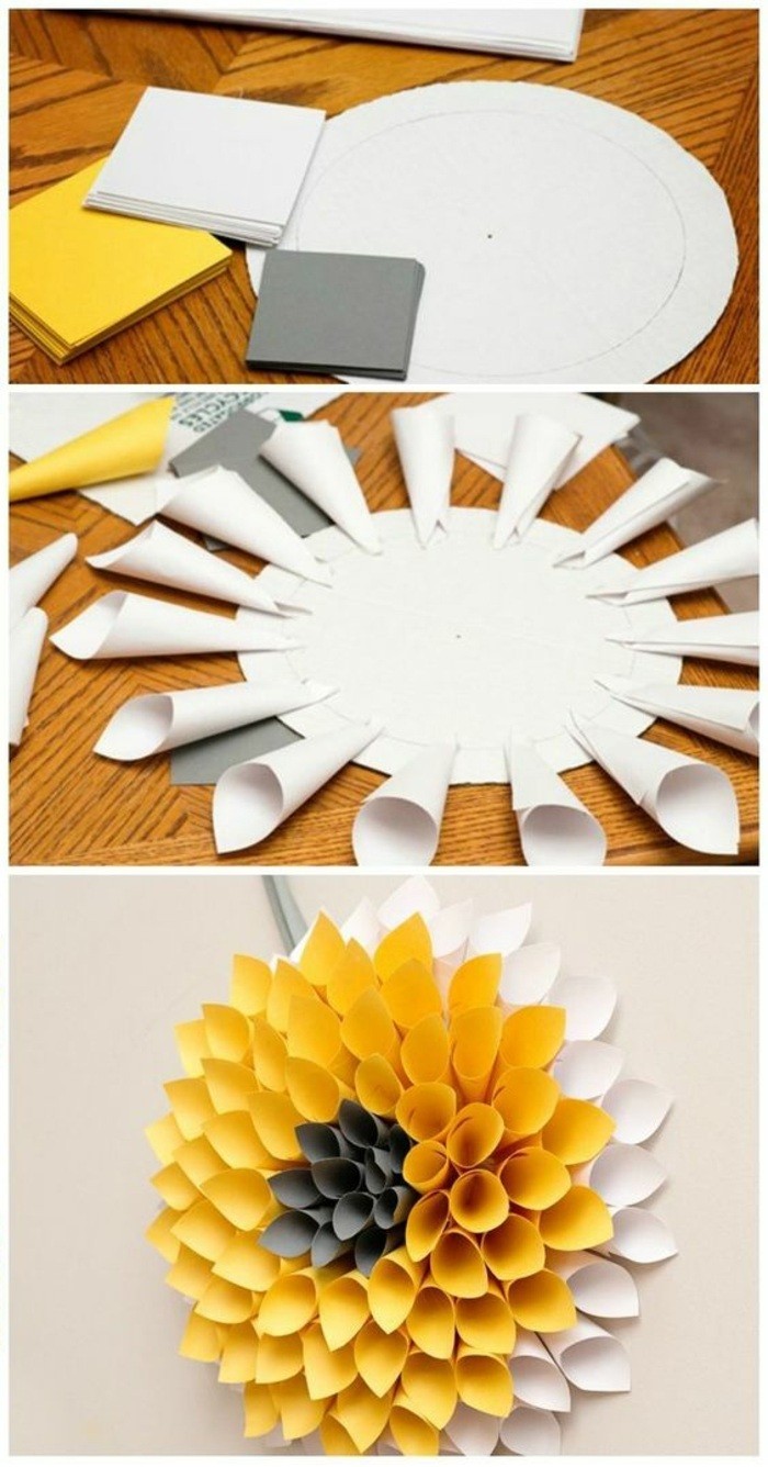 wanddeko-itse-making fruhlingsdeko-Tinker-keltainen-kukka-of-paperia