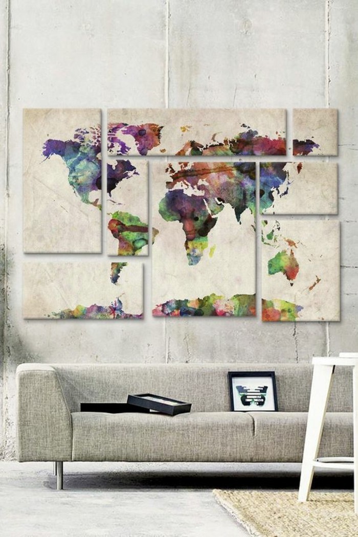 wanddeko-खुद लेने की wohnideen-खुद-घास काटने छवि के साथ-रंगीन महाद्वीप