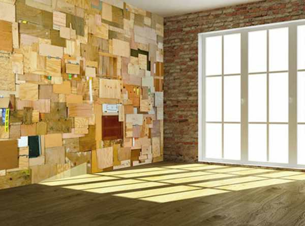 decoración de pared-madera-en-habitación-sin-muebles - suepr interesante