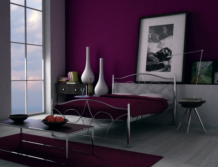 la pared del color-berry-moderna-habitación-interesante-color del diseño
