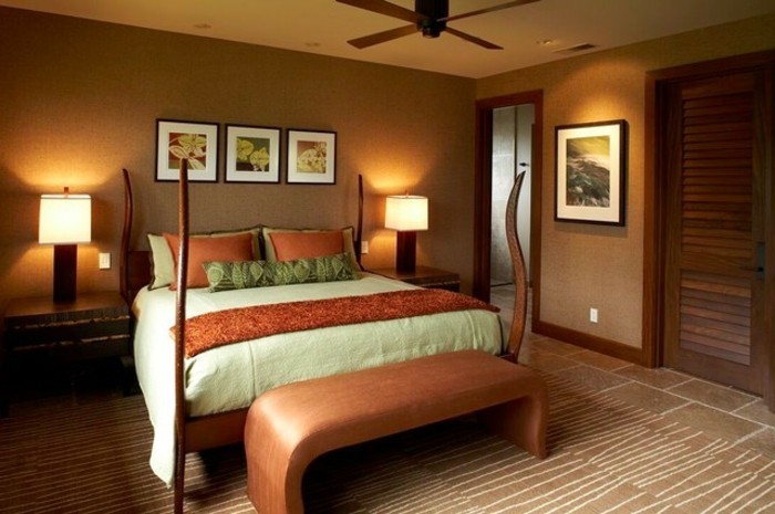 ταπετσαρία χρώμα χρυσό-ζεστό-μοντέλο-υπνοδωμάτιο over-the-κρεβάτι