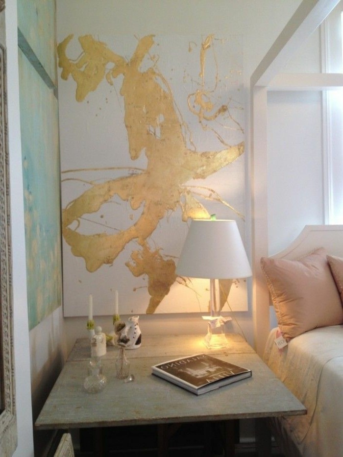 faire au mur moderne couleur or et attrayante-chambre-