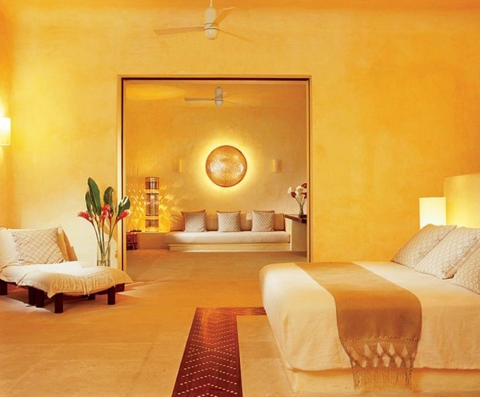 τοίχο χρώμα χρυσό-unikales-υπνοδωμάτιο-design-ελκυστικό σχεδιασμό