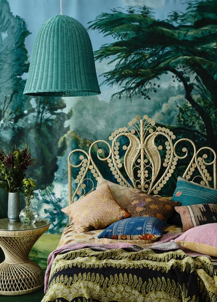 couleur de mur vert-beau-modèle-chambre oreiller-on-the-lits
