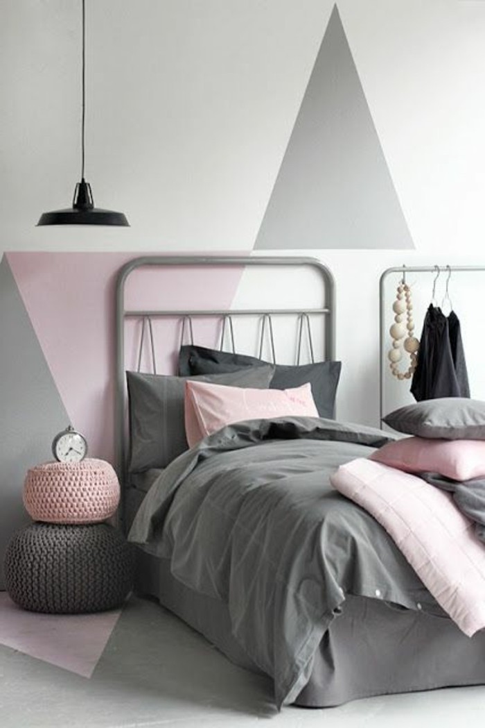 la couleur des murs et gris-confortable-model-chambre-rose-nuancée