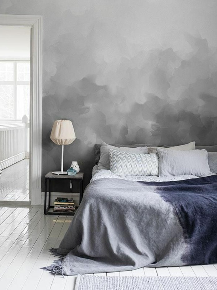 seinän väri harmaa Upea vuode-malli-in-liioiteltu makuuhuoneen