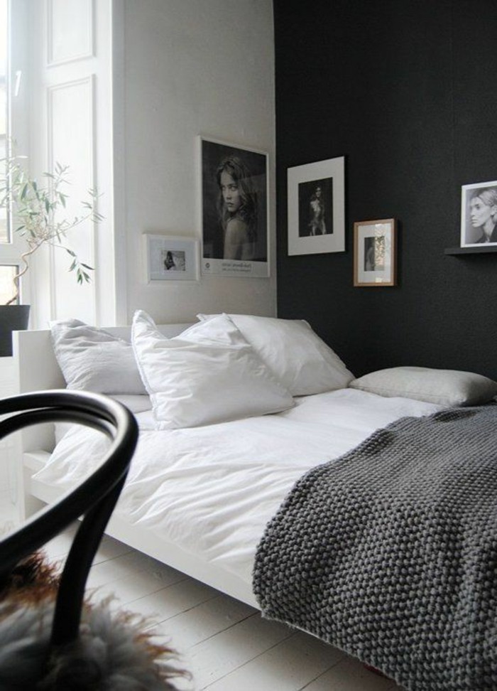 seinän väri ja harmaa-kunniakas-pieni-makuuhuoneen-varustaa